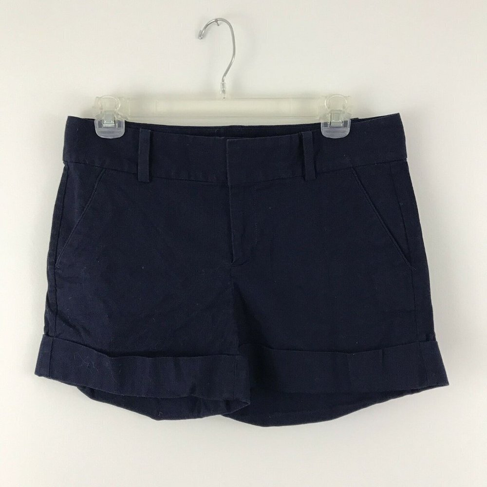 Gap Navy Shorts Women Size 4 Blue Cuffed Hem Pockets Hook Zip Fly Summer Spring